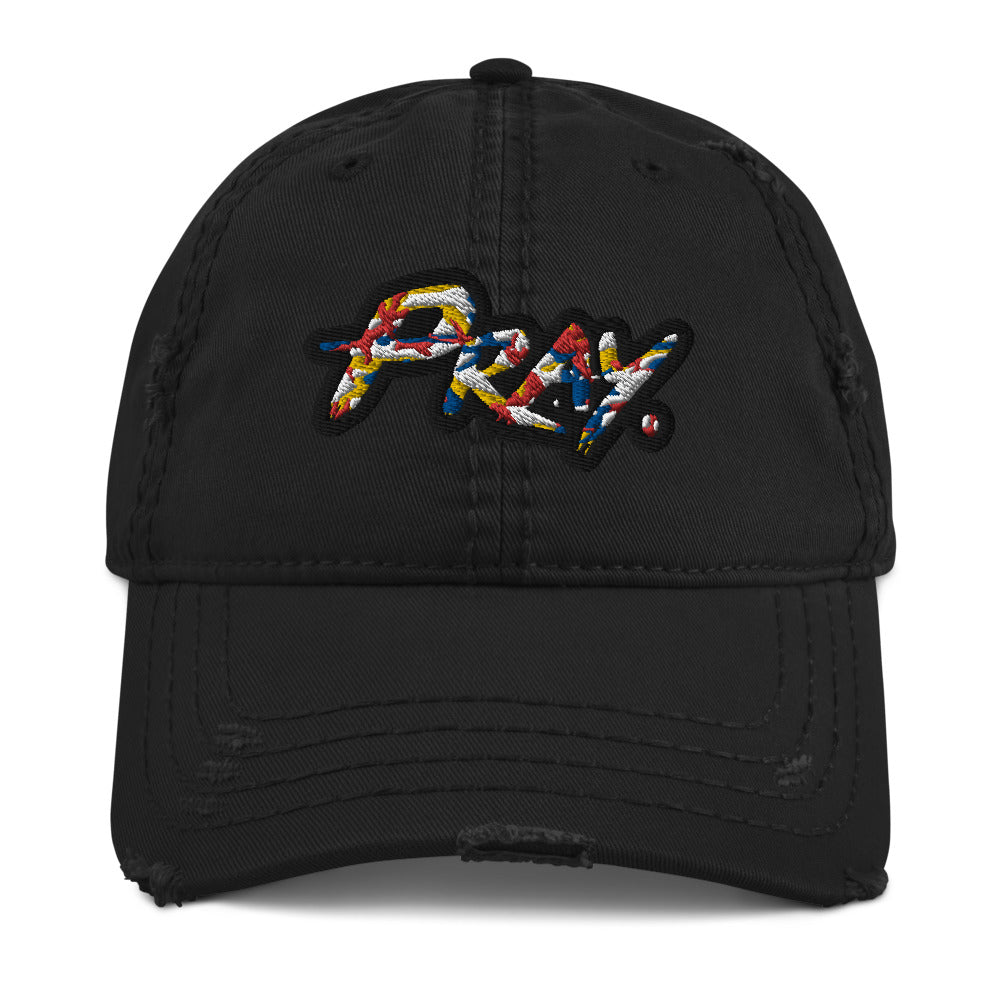 Pray Spectrum Distressed Dad Hat - Pray Period